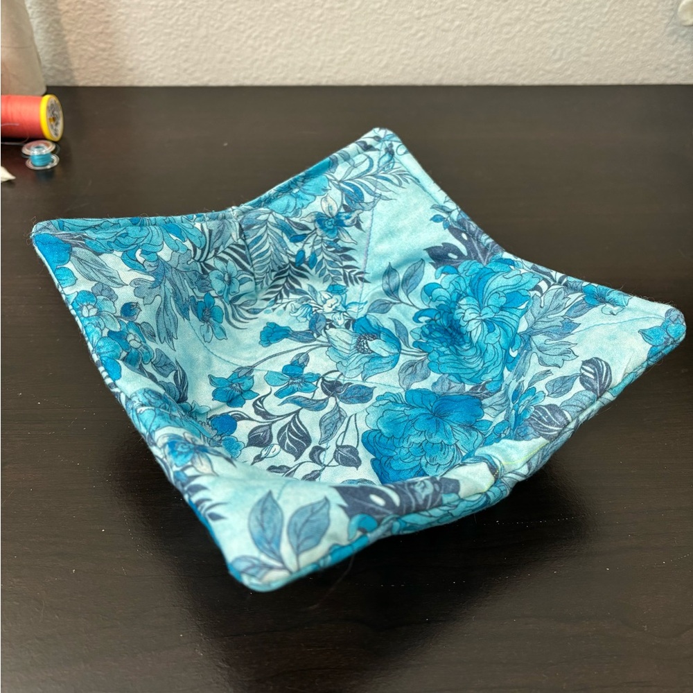 Floral Blue Fabric Bowl Cozy Microwaveable